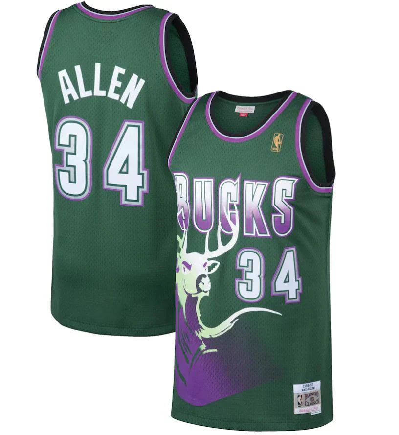Ray Allen Milwaukee Bucks 1996/97 Hardwood Classics Jersey - Green